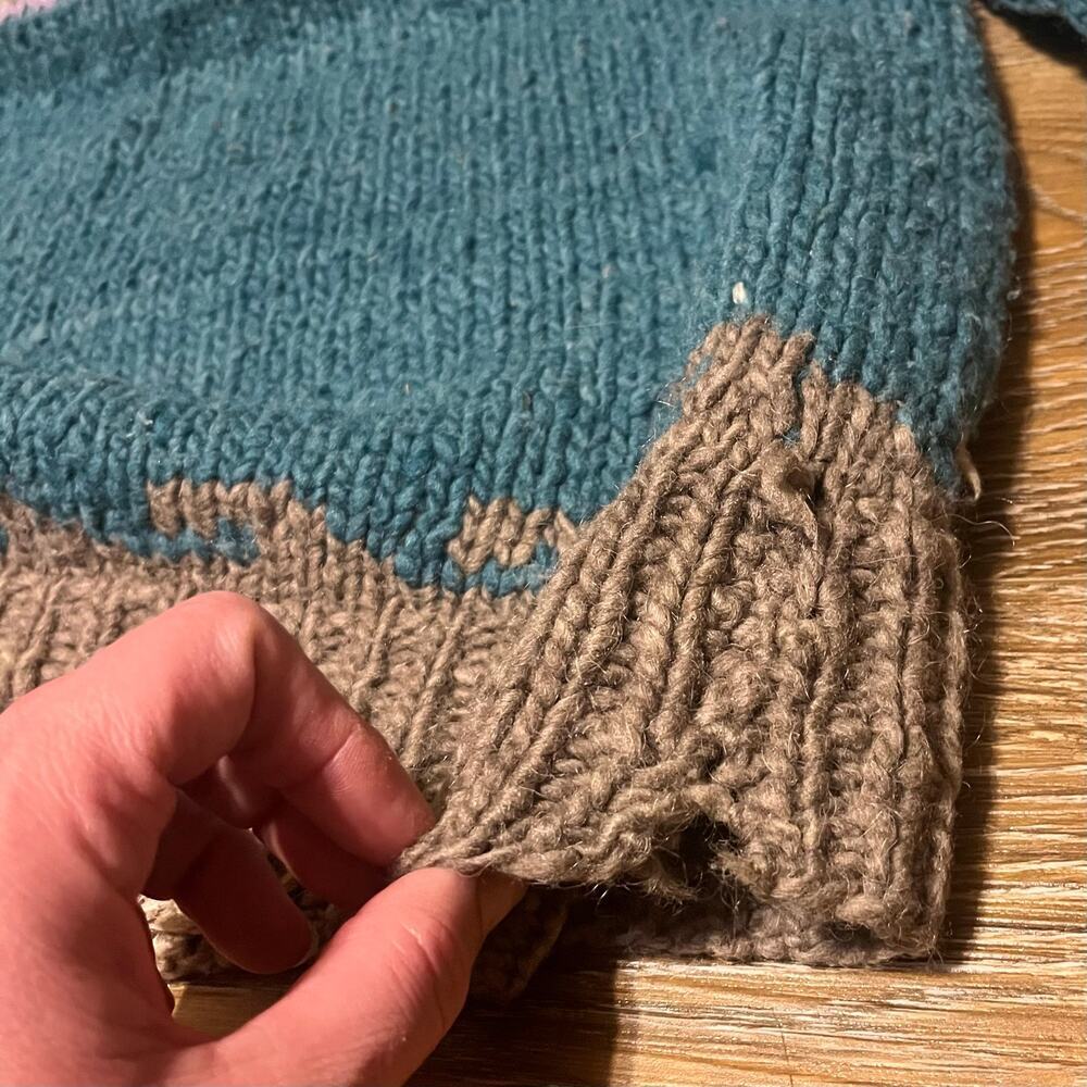 VTG Del Mundo Ecuador 100% Wool Fair Isle Handmade Crewnck Sweater Nordic Aztec - Picture 8 of 9